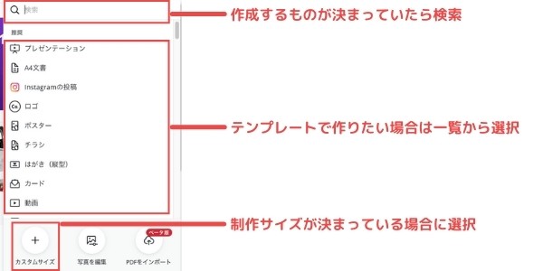 Canva新規作成